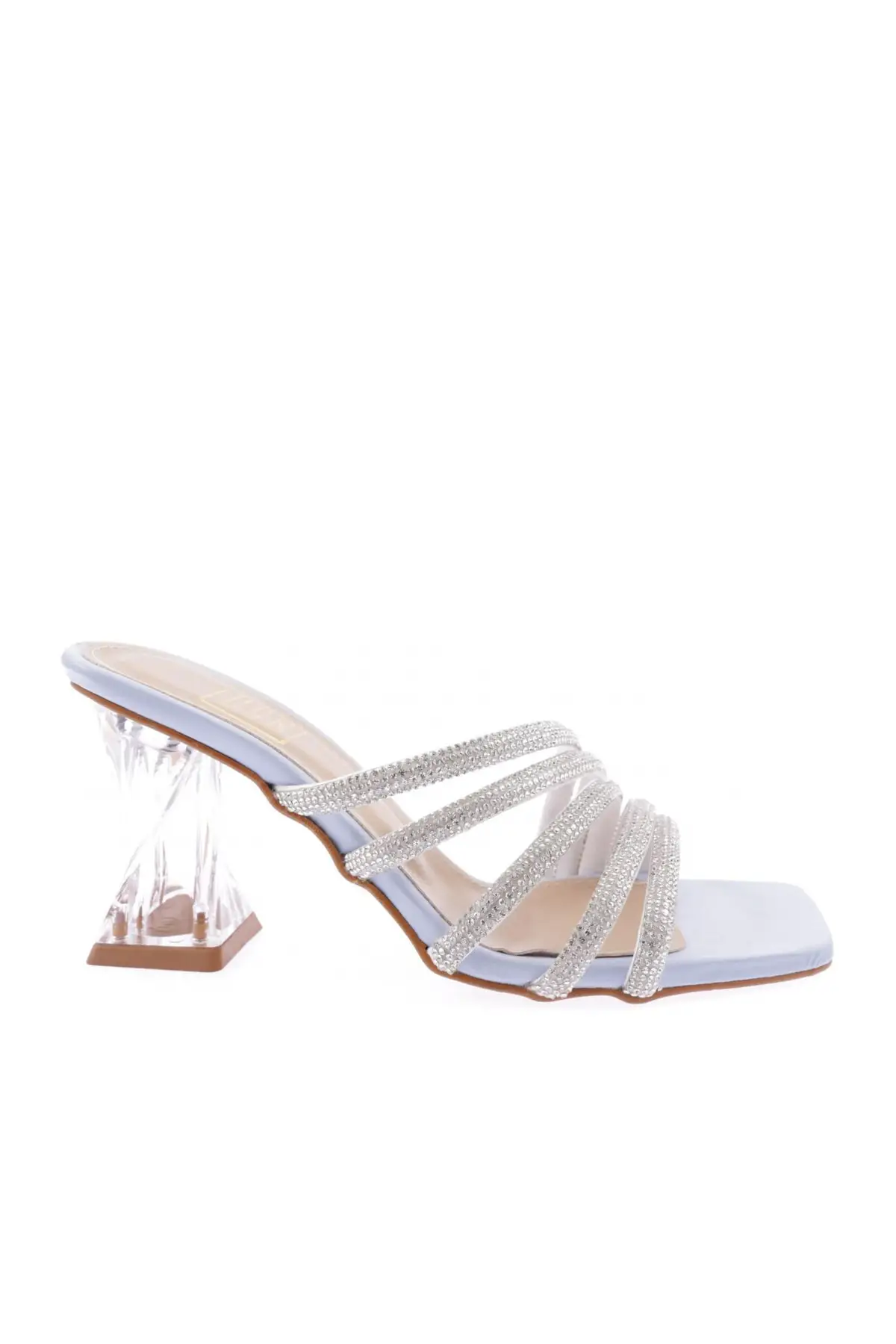 

K935 women Silver stony heels rope banded slippers