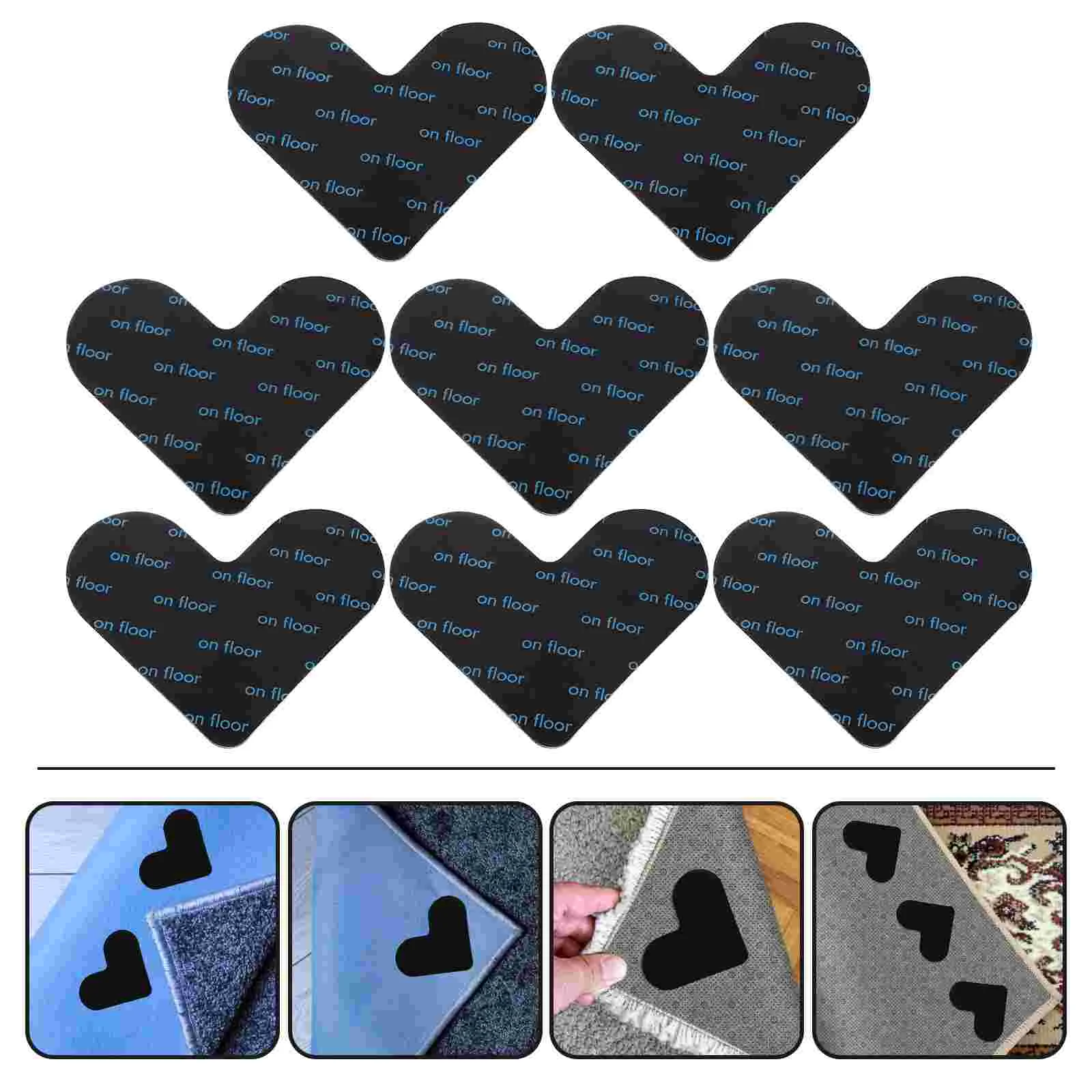 

8 Pcs Sticker Rug Pad Stickers Tile Carpet Double Sided Tape Removable Glue Nonslip Pads Floors Kitchen Rugs