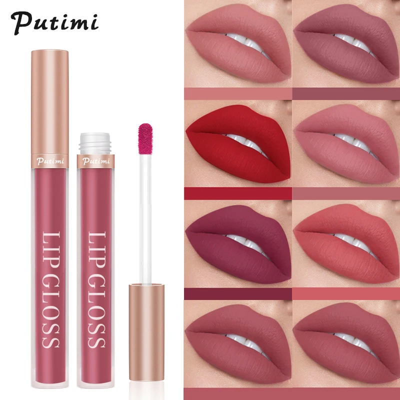 

Sdotter PUTIMI Velvet Matte Lipsticks for Lips Gloss Waterproof Long Lasting Sexy Red Lip Stick Non-stick Cup Makeup Lip Tint Co