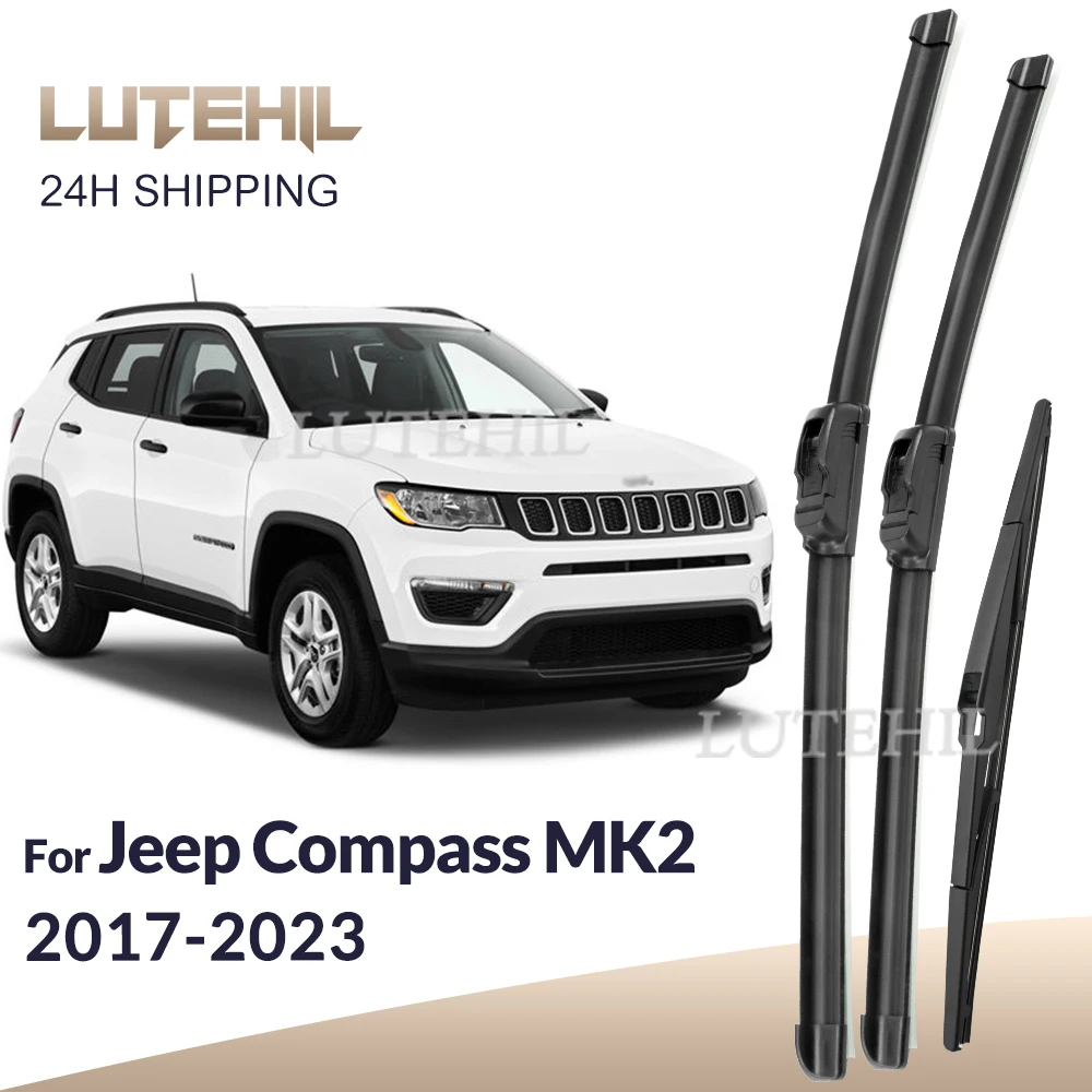 

Для Jeep Compass MK2 2017-2023 2018 2019 2020 стеклоочиститель передние и задние щетки стеклоочистителя лобовое стекло щетки для окон 24 "+ 18" + 10"