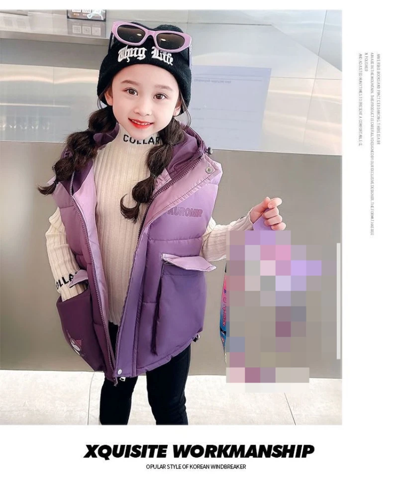 Хлопковая одежда для девочек Sanrio Kuromi новинка 2024 бархатный модный утепленный