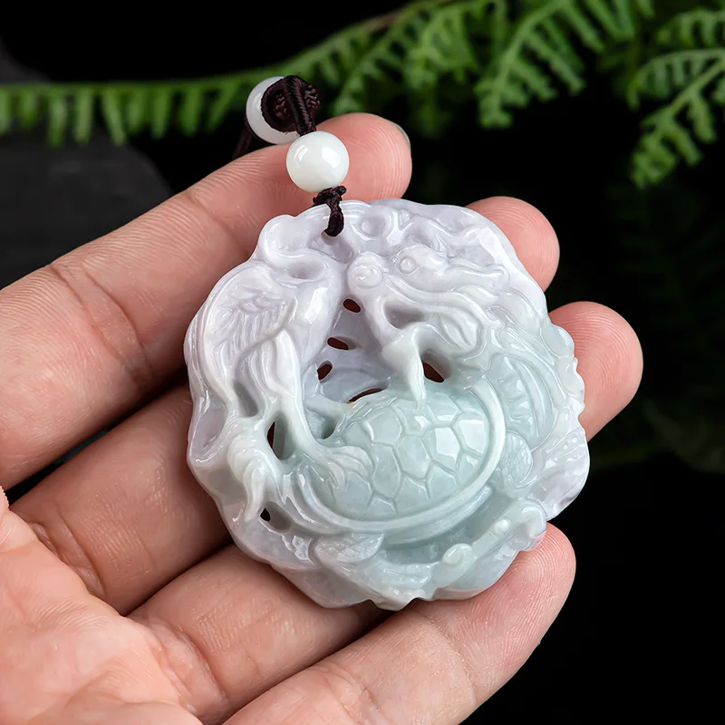 

Burmese Jade Dragon Turtle Pendant Natural Luxury Jadeite Gifts for Women Emerald Green Talismans Necklace Jewelry Carved
