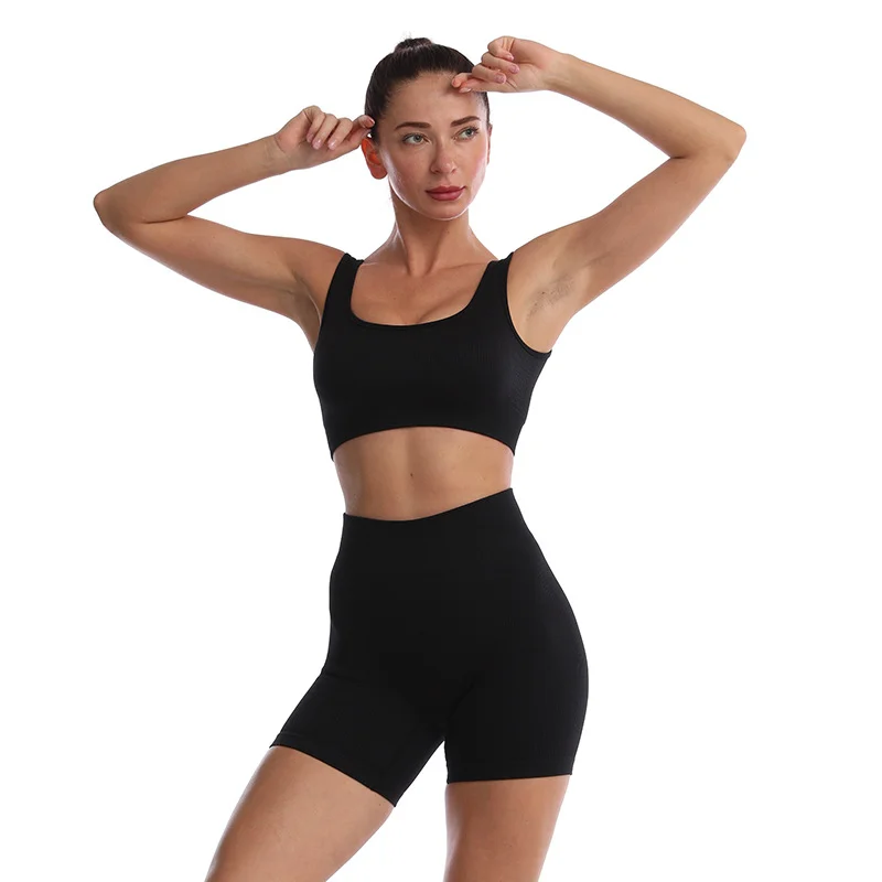 2PCS Women Yoga Set Gym Set Sexy Bra Seamless Sports Shorts Workout Running Clothing Gym Wear Athletic Sport Suit