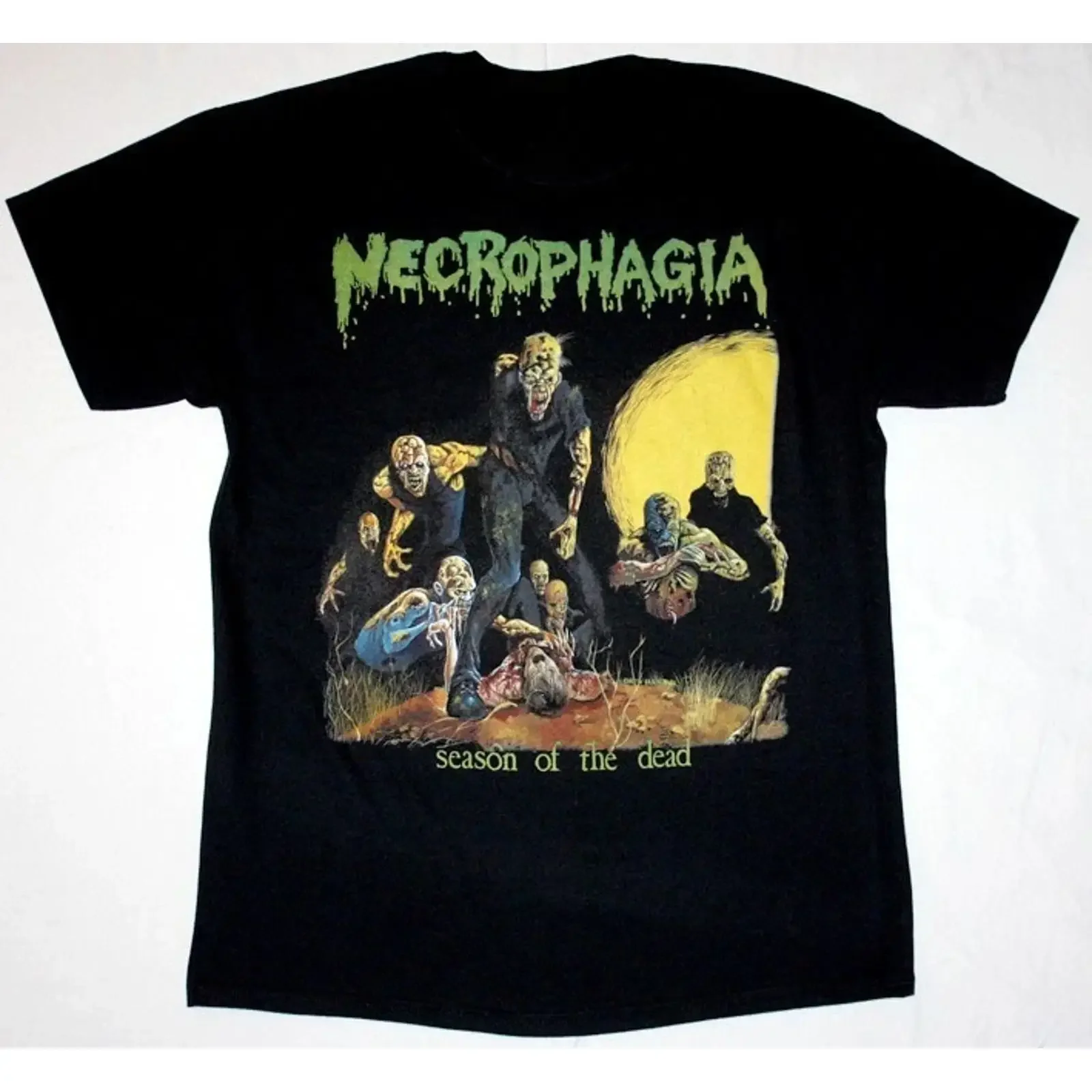 Фото Футболка Hot NECROPHAGIA SEASON OF THE DEAD'87, винтажная, модная, удобная, стильная, мужская, уличная одежда, дышащая, повседневная. №1