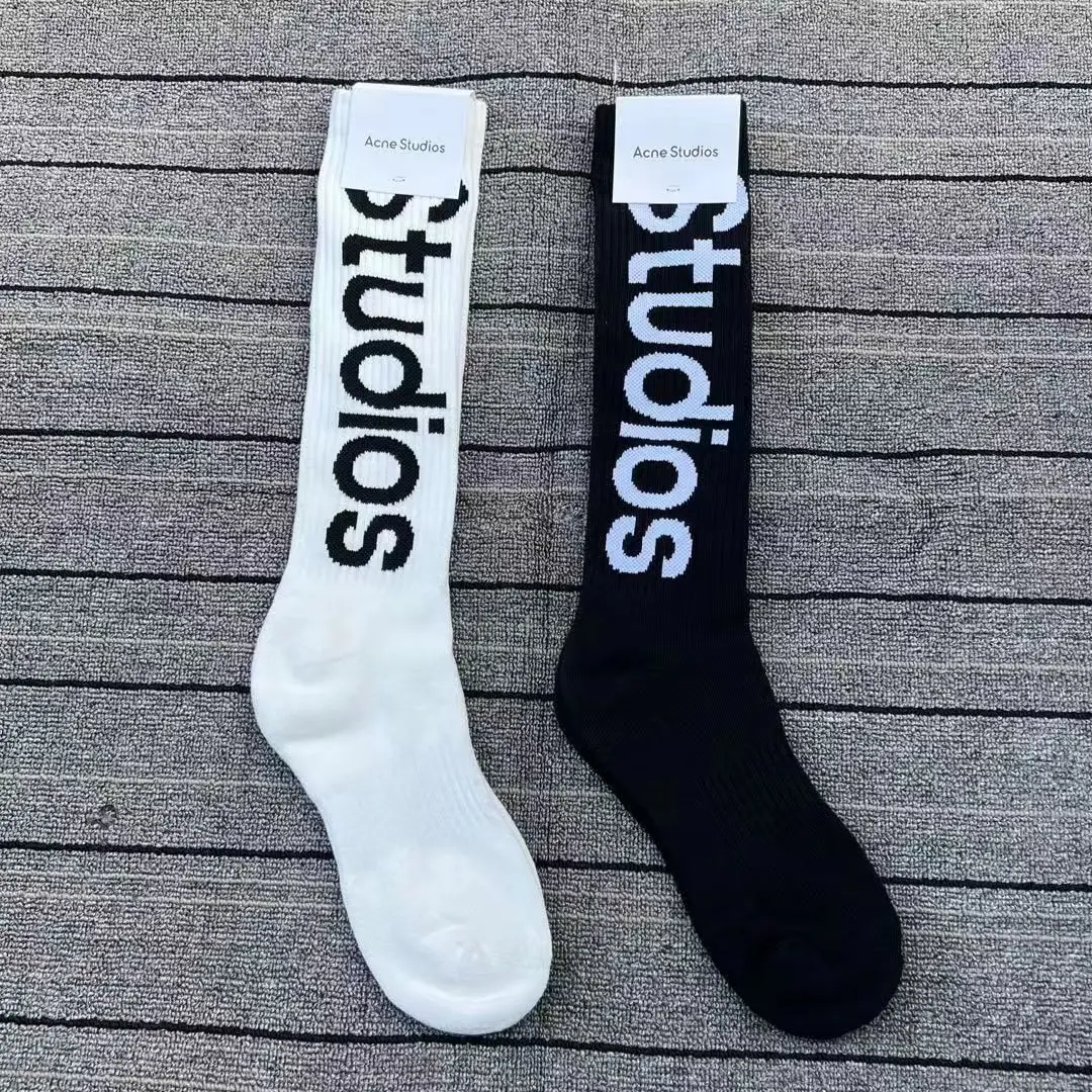 

2023 New Acne Studios Fashion Brand Alphabet Men's and Women's High Socks AC Square Smiley Warm Socks
