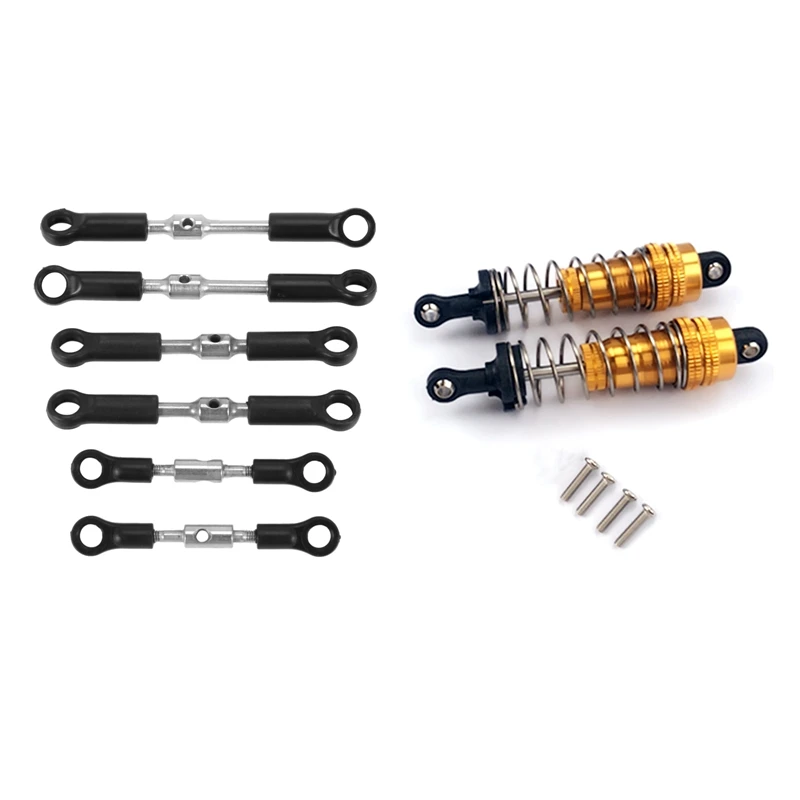 

1Set 144001 Aluminum Tie LINK Rods Set Pull Rod For Wltoys 144001 1/14 4WD & 2Pcs Metal Shock Absorber Damper