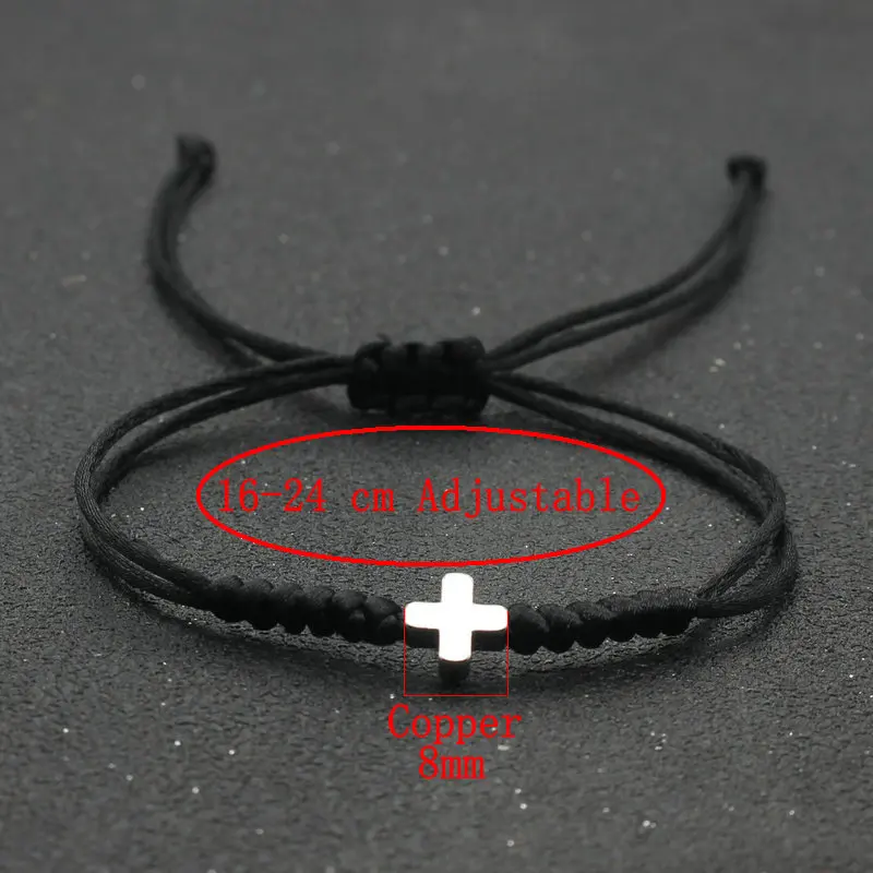 Silver Color Cross Braided Bracelet Lucky Red Rope String Couple Wish Good Luck Christian Prayer Amulet Bangles Pulsrea Jewelry images - 6