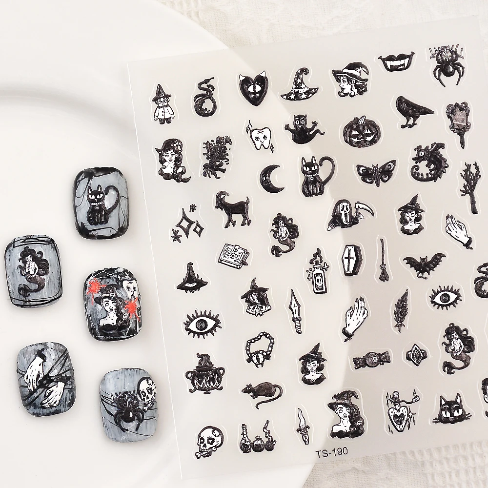 

Наклейки для ногтей в стиле панк 5D, рельефные наклейки для маникюра, наклейки для ногтей