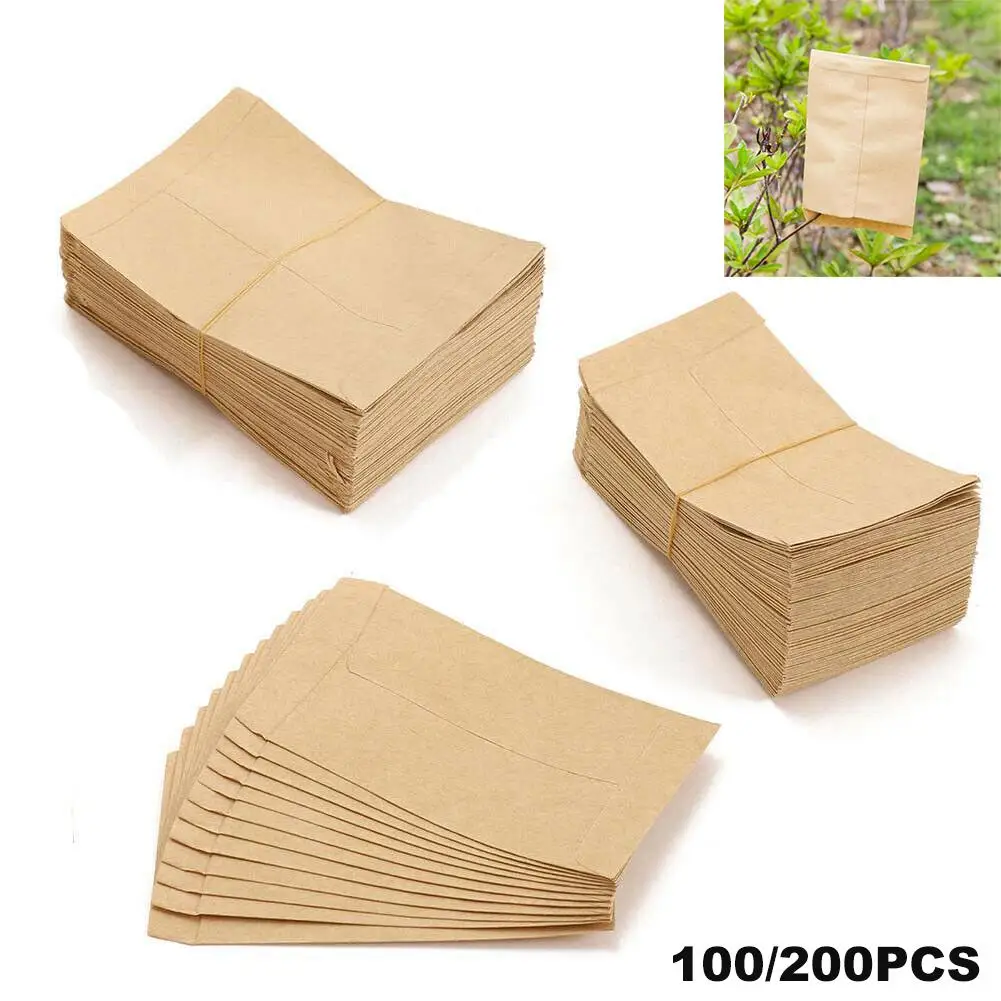 

100/200pcs 11*6cm Kraft Paper Bag Envelopes For Storage Vegetables Crop Wheat Key Coins Home Organization Household Supplies