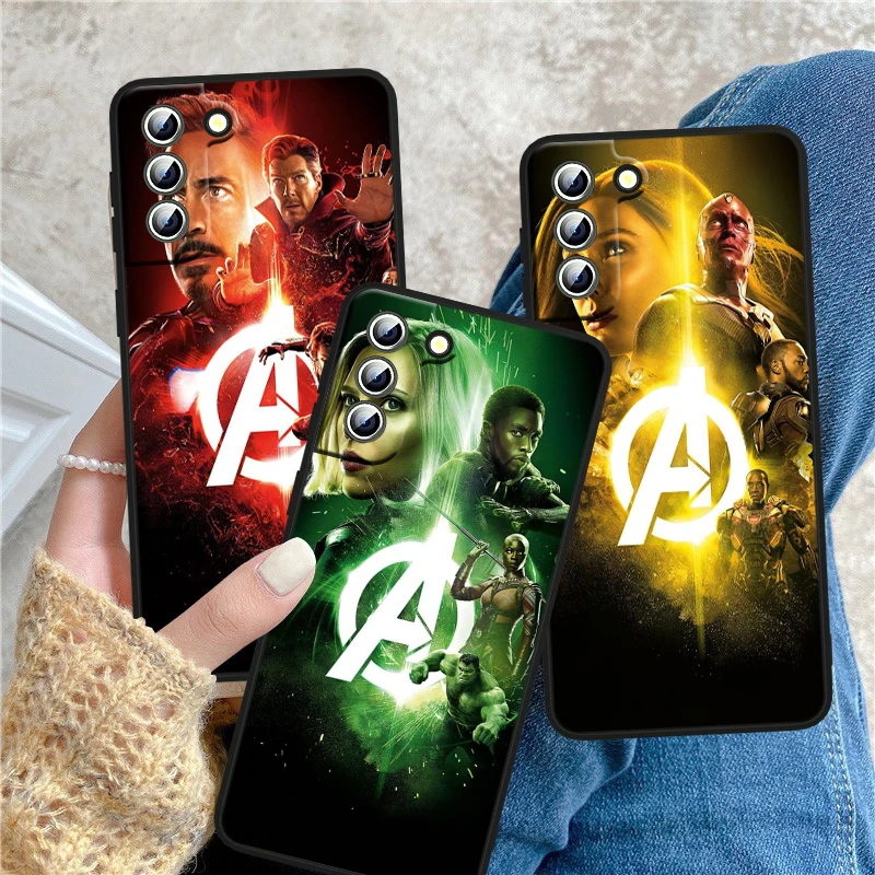 

Marvel Avengers Hero Cool Phone Case For Samsung S8 S9 S10 S20 S21 S22 Plus 4G S10e 5G Lite Ultra FE Black Funda Cover Soft Back