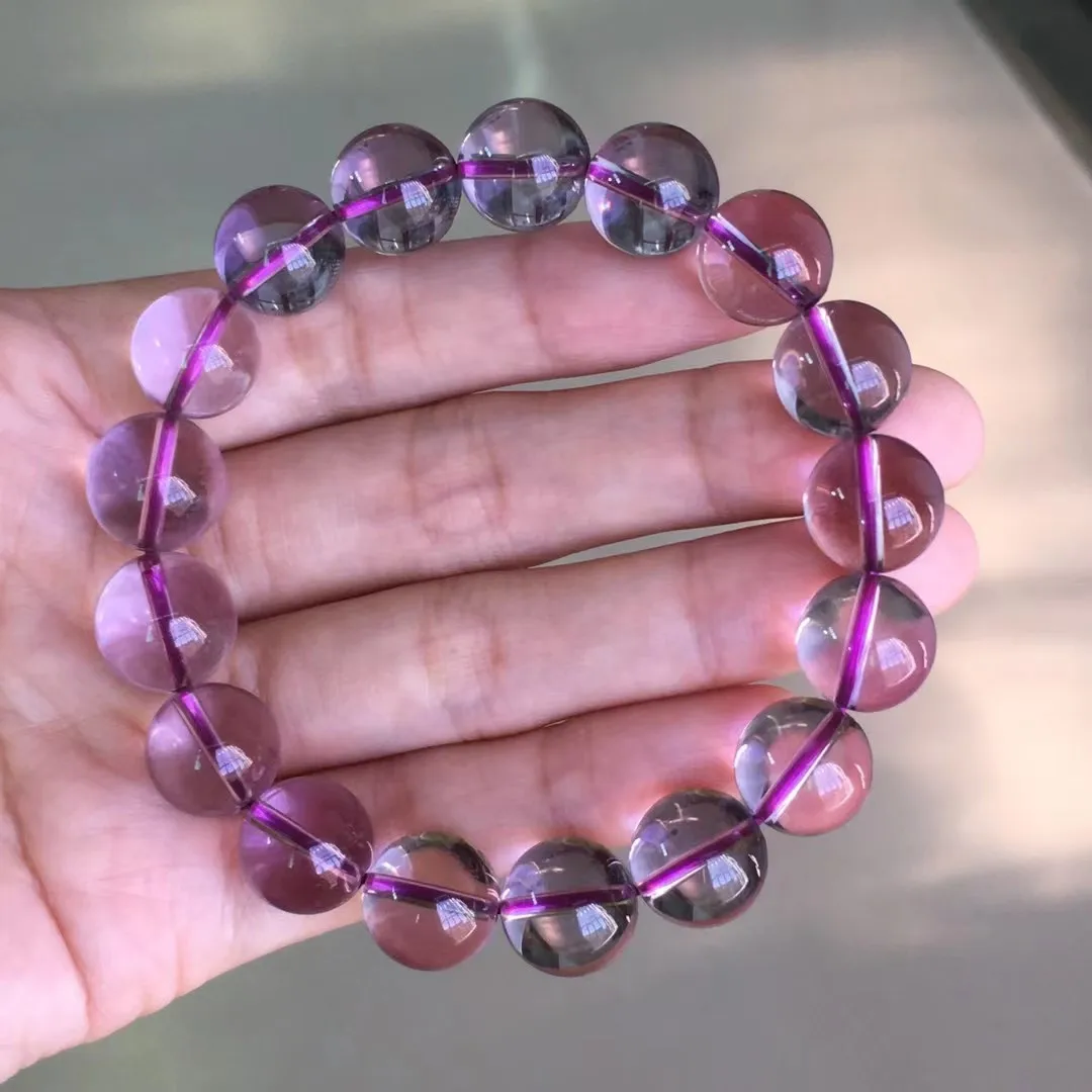 

11mm Natural Purple Amethyst Bracelet For Women Lady Man Love Luck Gift Crystal Clear Round Beads Stone Strands Jewelry AAAAA