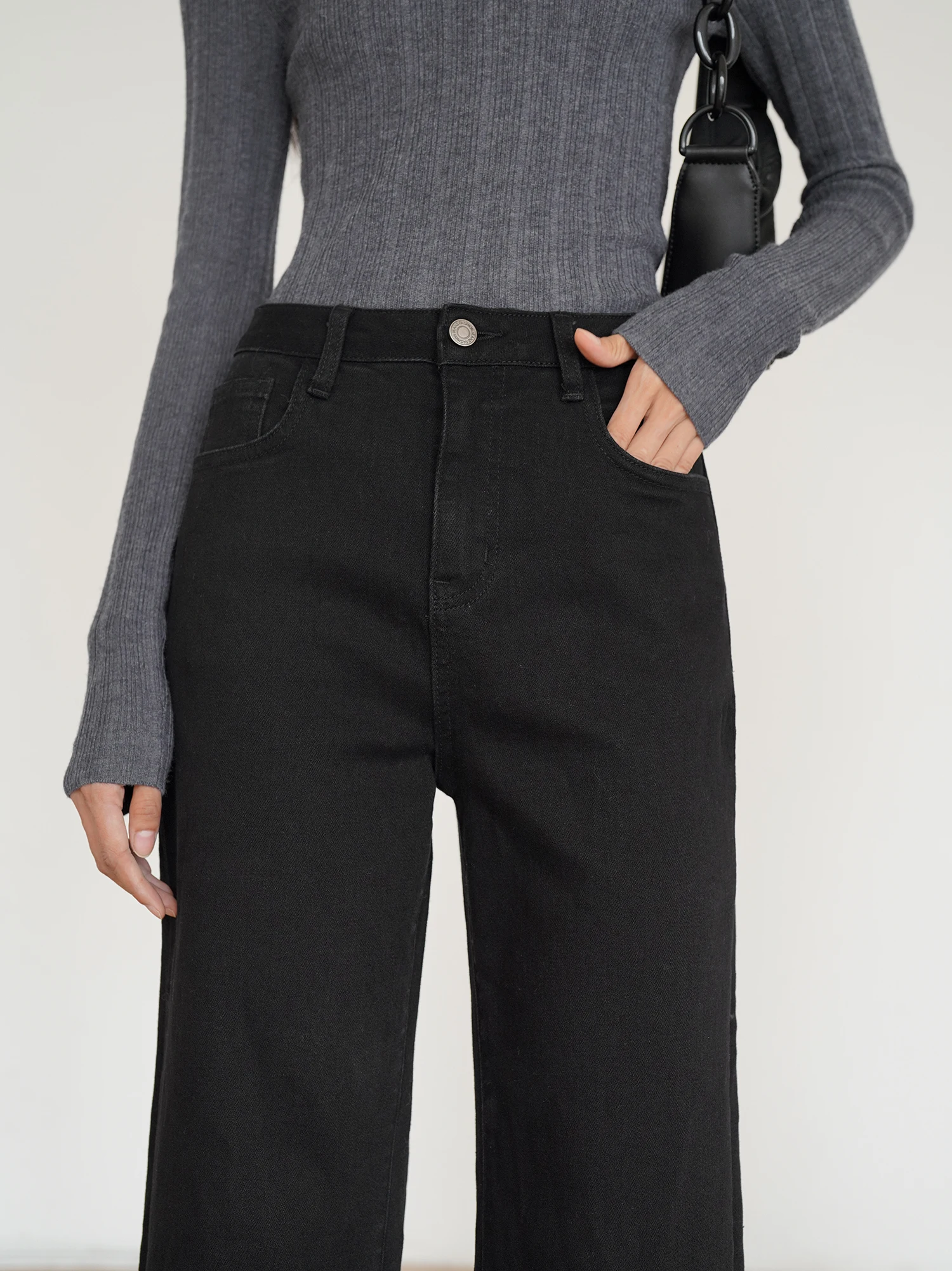 ZHISILAO черные хлопковые эластичные джинсы женские винтажные прямые джинсовые