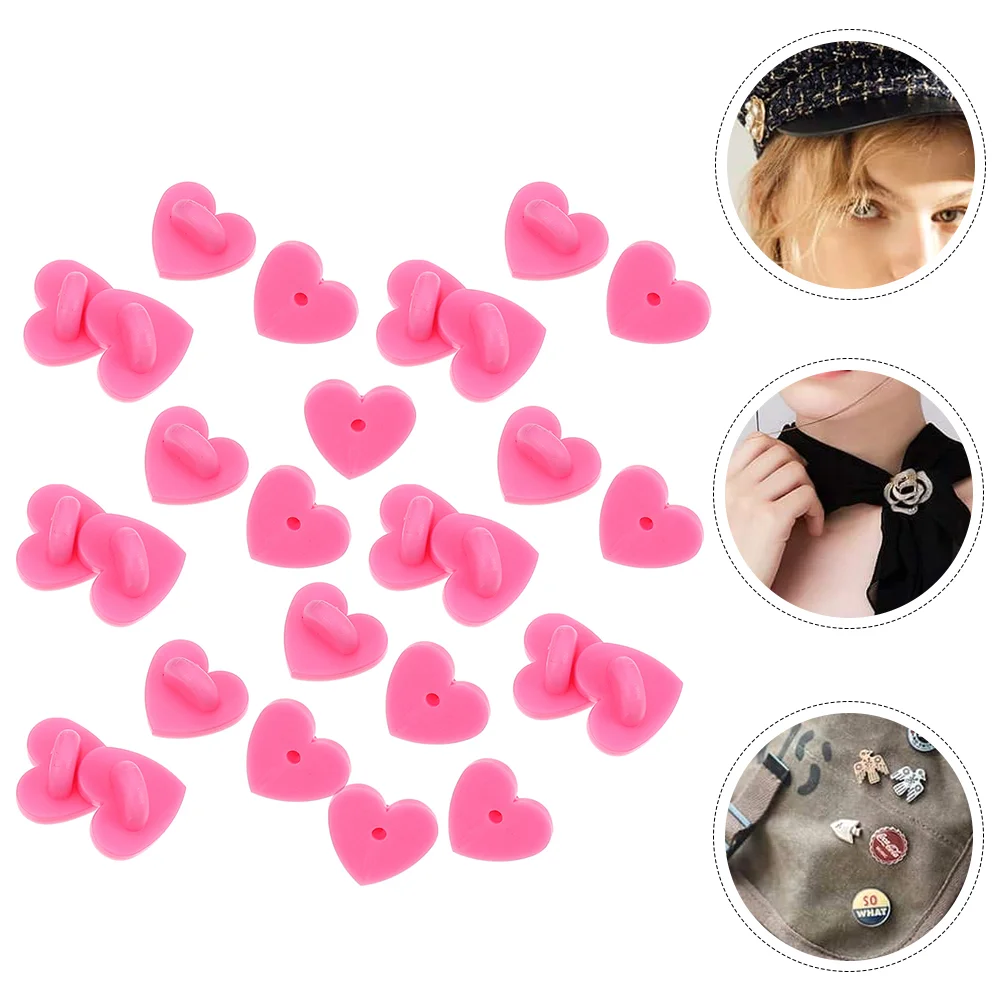 

200pcs Rubber Lapel Pin Backs Heart Shaped Brooch Clasps Pin Backs