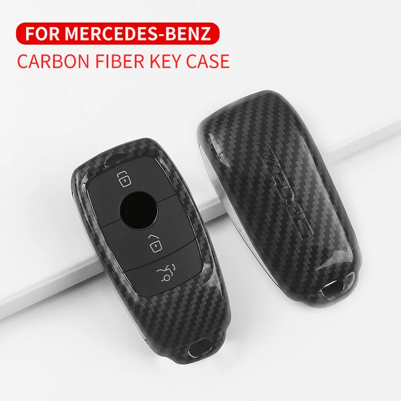 

The New Carbon Fiber Car Key Case Remote Control Protective Shell Buckle For Mercedes Benz W177,W213,W222,X167,AMG,A,B,E,S Class