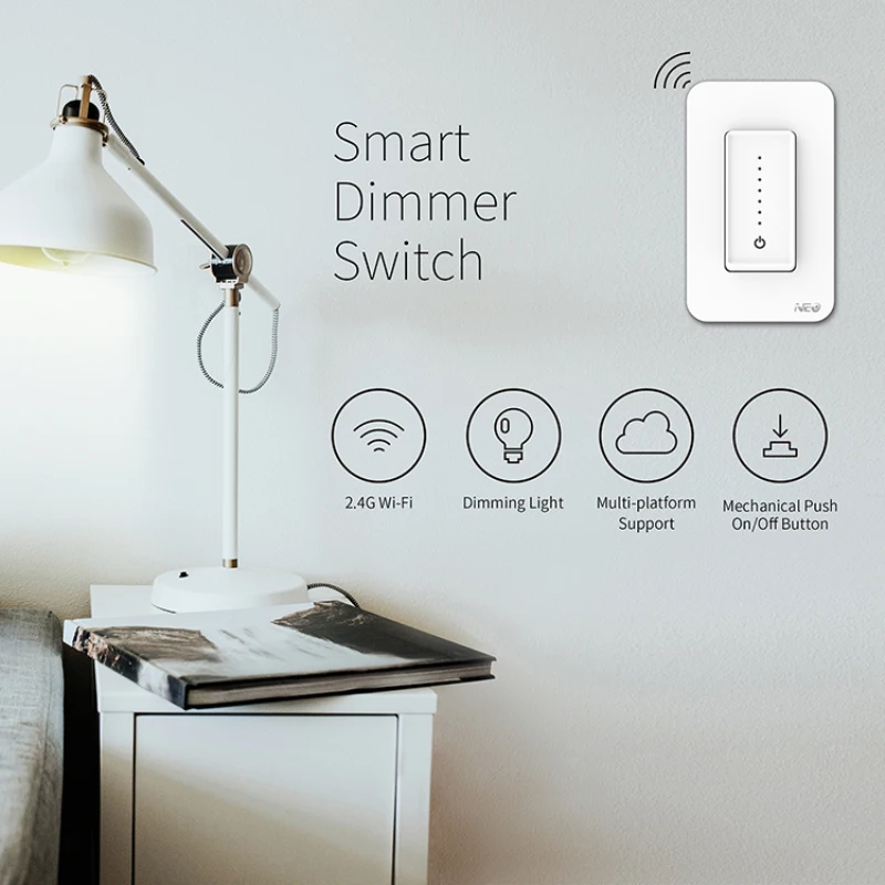 

Smart Light Dimmer Switch 120v Ac 50-60hz Adjust Lighting Intensity No Hub Required Timing Switch Voice Control Dimmer Switch