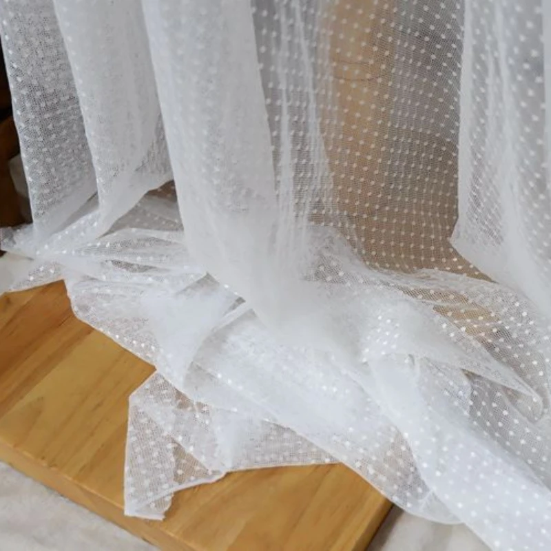 Жаккардовая эластичная кружевная сетчатая ткань в горошек для девочек тюлевое