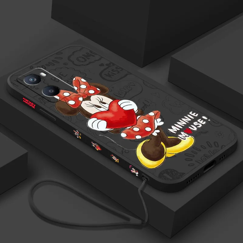 

Disney Mickey Mouse Love For OPPO A53S A52 A33 A32 A31 A16S A12 A11S A9 A5 F21 F11 2020 Pro Liquid Left Rope Phone Case