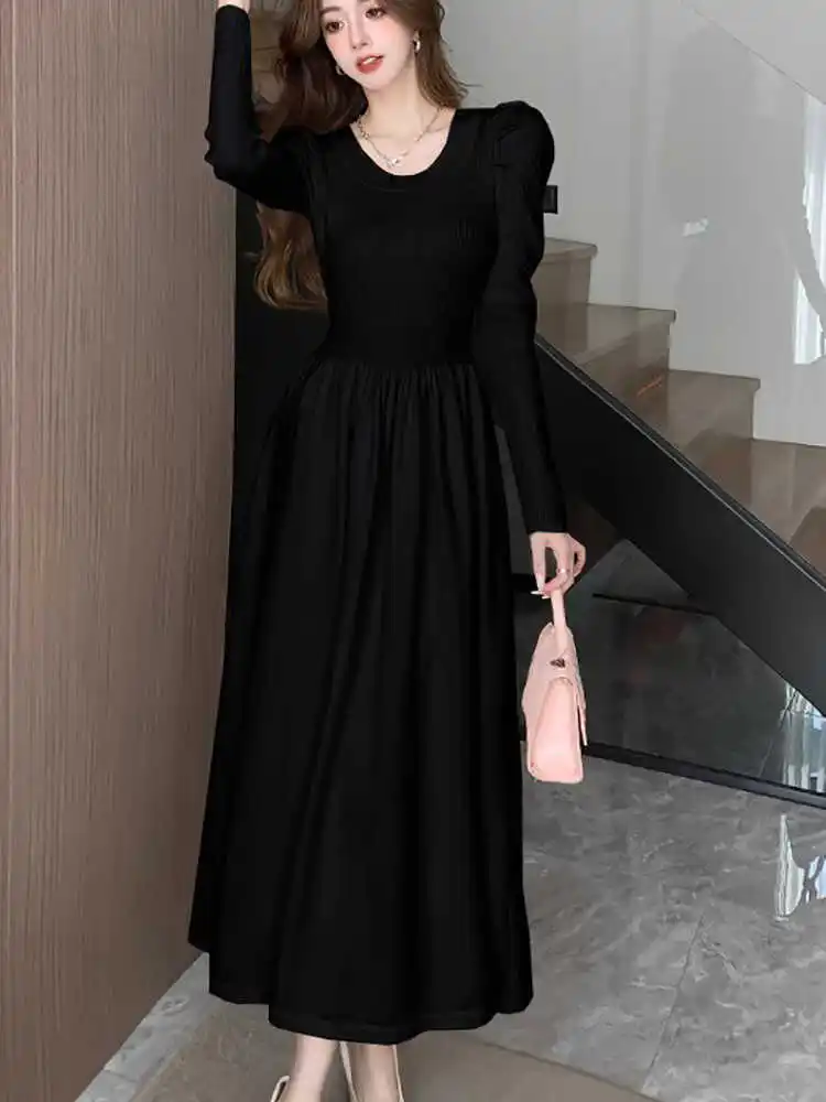 Весна осень и зима с пальто. Трикотажное платье. Новые женские французские брюки.