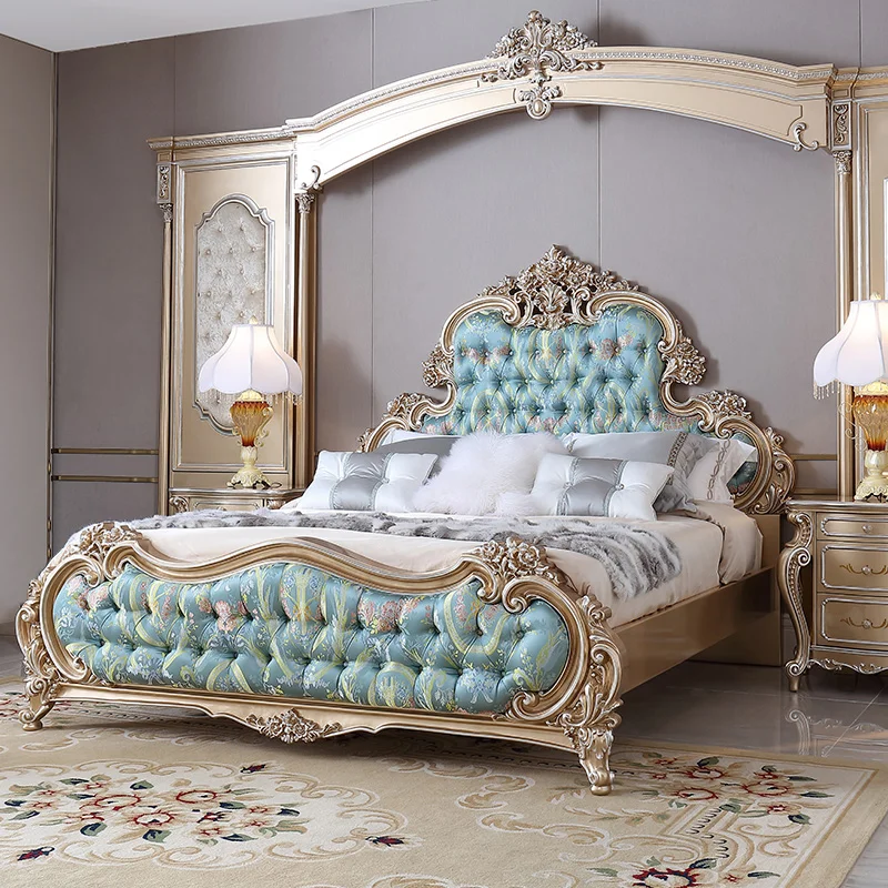 

Французская мебель из массива дерева 1,8 м, двойная кровать, европейская роскошная вилла на молнии, свадебная кровать, кровать принцессы