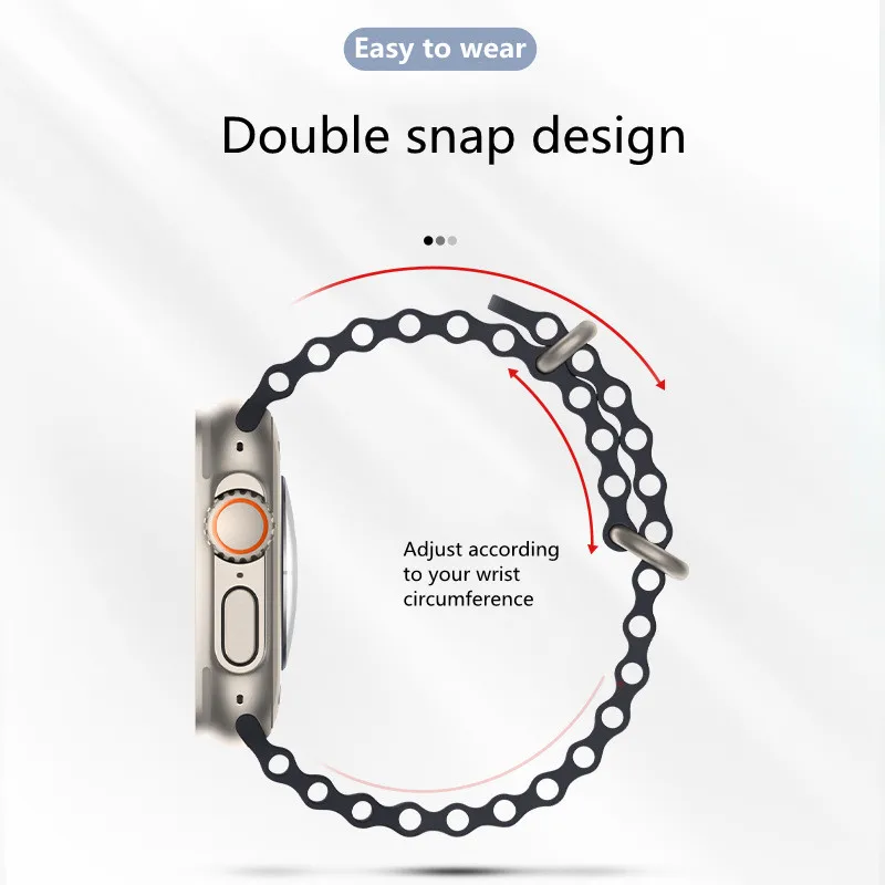 Ocean Strap for Apple Watch Ultra Band 49mm 44mm 40mm 45mm 41mm 42mm 38mm 40 44 45 mm Silicone Bracelet iWatch Series 8 7 se 6 3