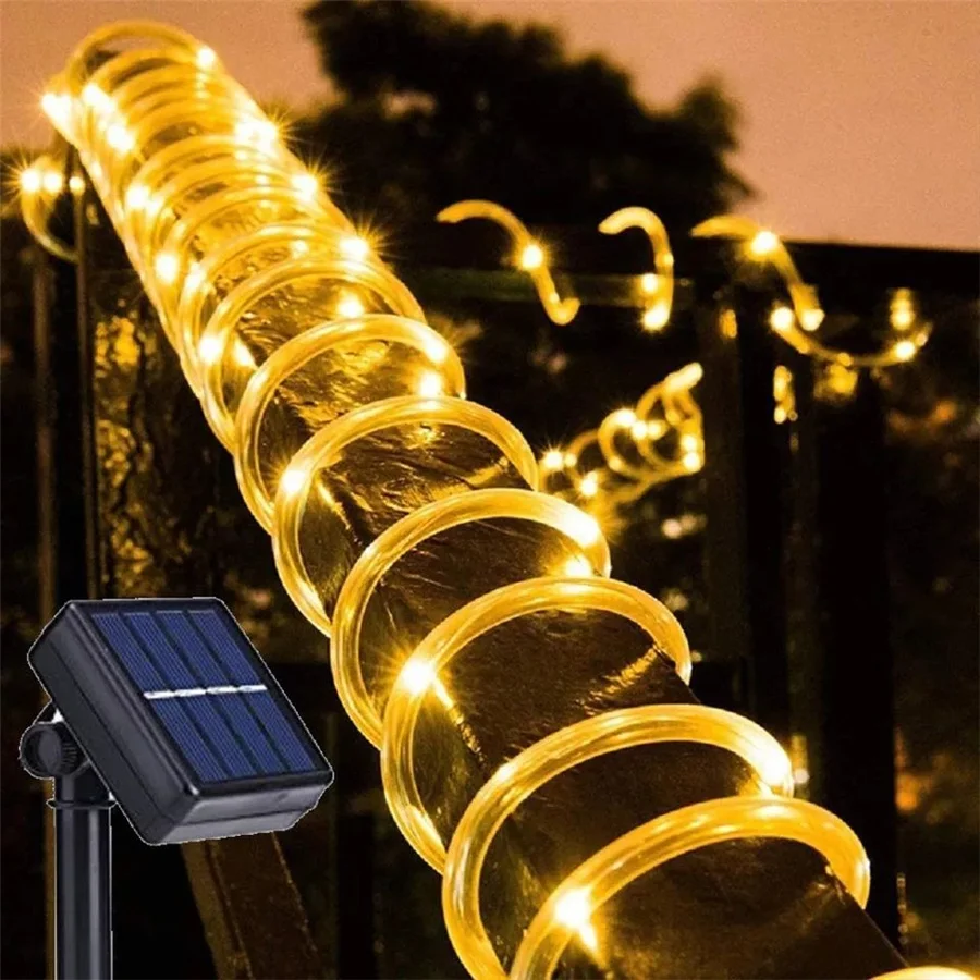 

2023 New Solar Led Tube Light Outdoor 8 Modes 7M 12M 22M 32M Christmas Fairy Garden Lights for Party Wedding Patio Garland Decor