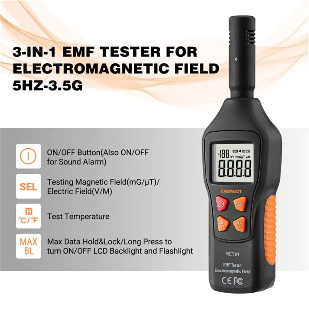 

Измеритель температуры черного цвета ABS EMF, 5 Гц-3,5 г, излучатель, измеритель диапазона температуры 0 ~ 50 ℃, испытательное оборудование