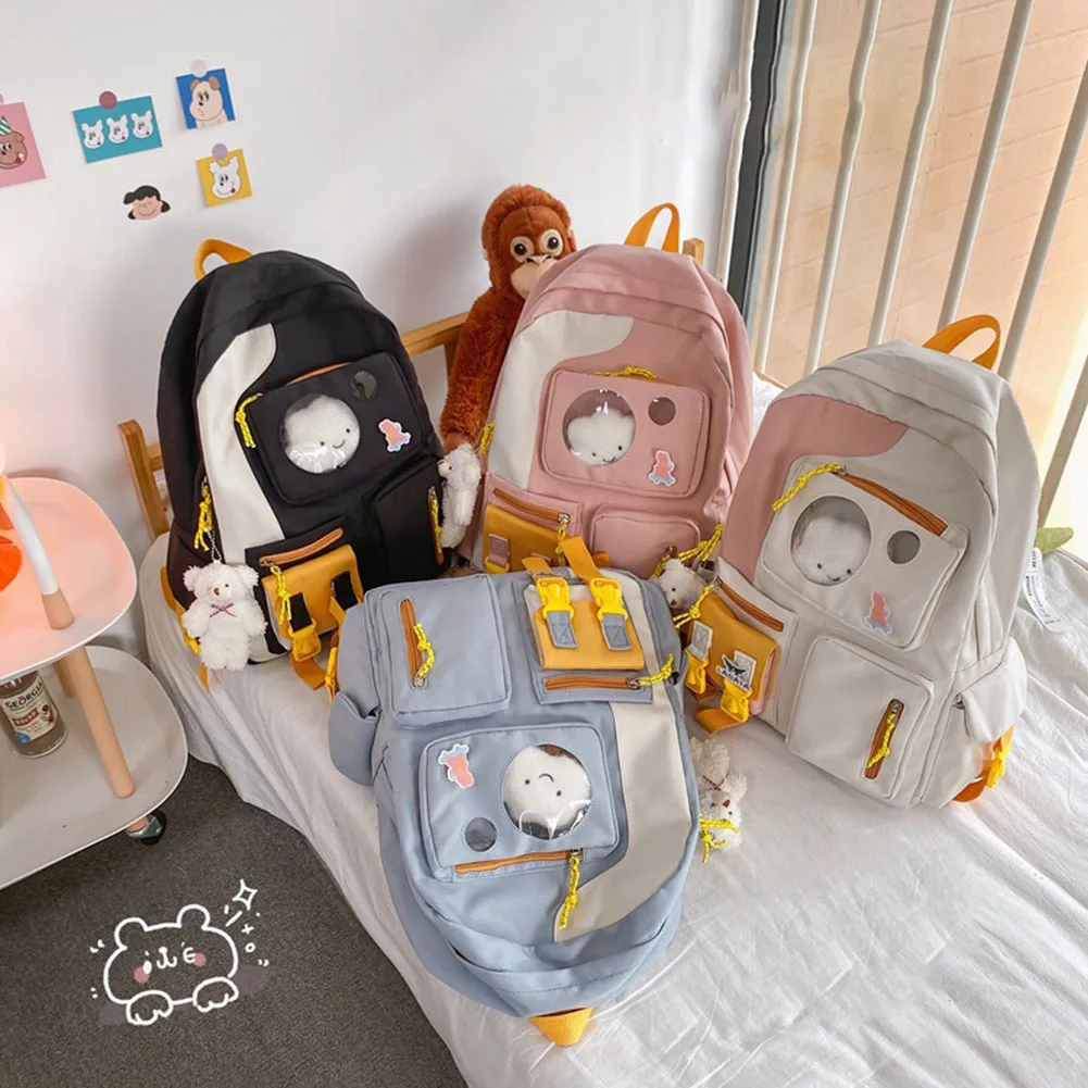 

Women Nylon Large School Bag Ladies Casual Zipper Multi-Layer Student Daypack for Women Student School Travel