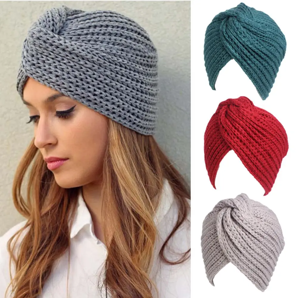 

Autumn Winter Hair band Knitted Hair Accessories Head Wrap Caps Twist Headwrap Hat Women Felt Hat Ladies Turban
