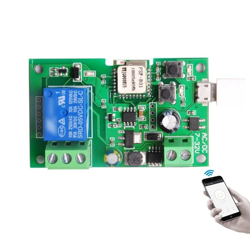 

Smart USB 7-32V DIY 1-channel jog self-locking WIFI wireless smart home switch, Alexa voice remote control