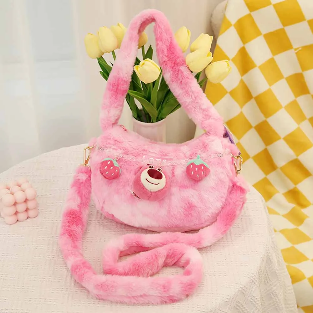 

Cartoon Genuine Disney Lotso Plush Handbag Angel Alien Plush Messenger Bag Soft Stuffed Keys Coin Purse Women Girlfriend Gifts