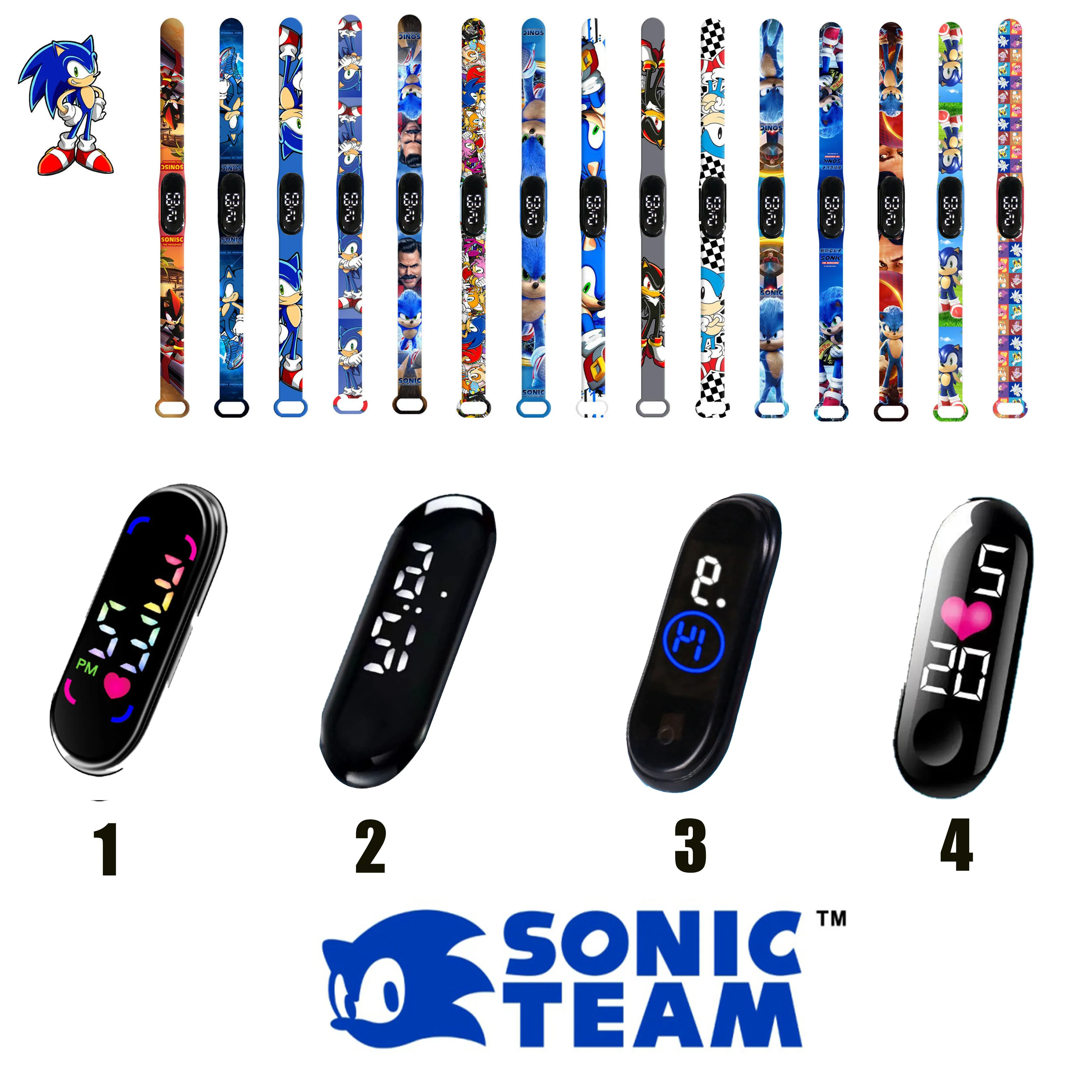 

Sonic The Hedgehog Sonic Watch Silicone Strap LED Luminous Movement Children's Outdoor Fashion Watch Watch strap+Movement 2+1