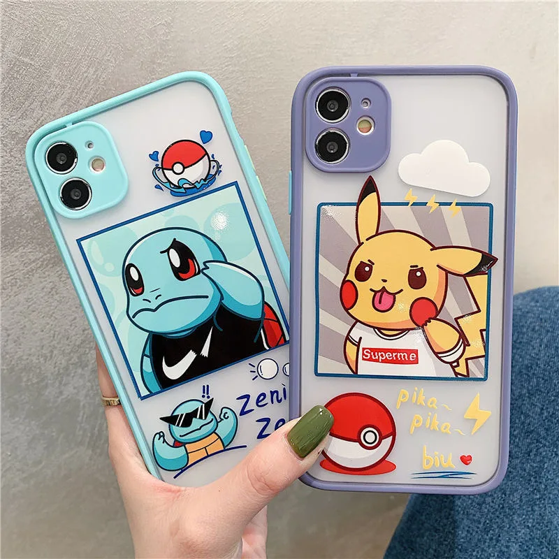 

Pokemon Pikachu Phone Cases For iPhone 13 12 11 Pro Max Mini XR XS MAX 8 X 7 SE 2022 Jenny Turtle Back Cartoon Cover