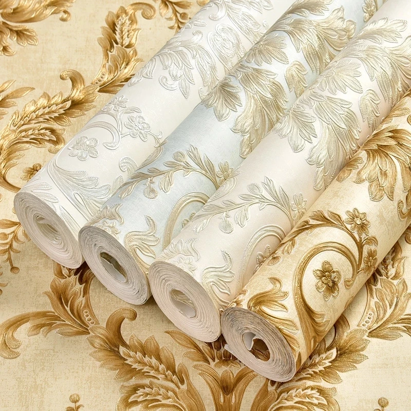 

Luxury Embossed Damask Wallpaper 3D Self-adhesive Wallpaper Fine-pressed Non-woven Bedroom Living Room TV Background Wallpaper