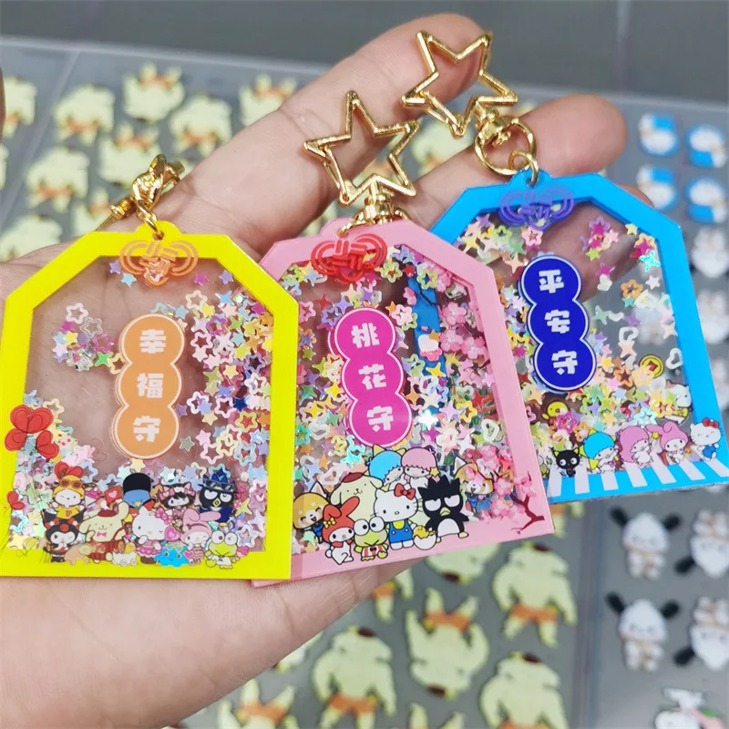 

Милый Sanrios Cinnamoroll HelloKittys MyMelody Kuromi Xo Keroppi Purin милый мультяшный амулет для здоровья и безопасности декоративный кулон