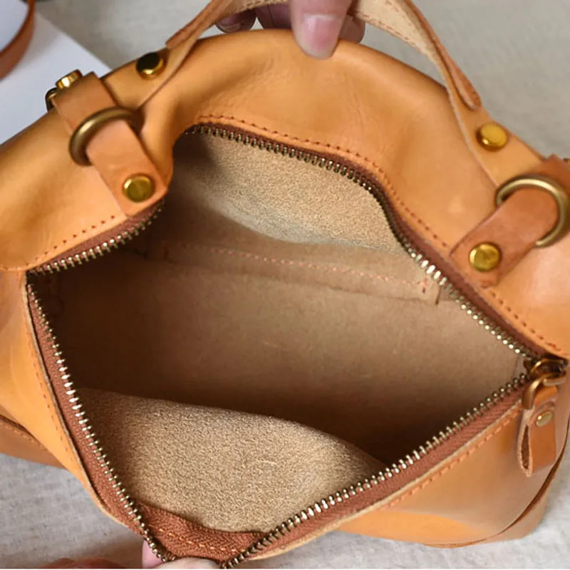 Vintage handmade genuine leather women's small handbag casual luxury natural real cowhide party female shoulder messenger bag