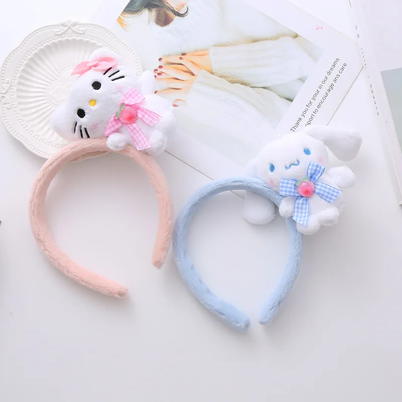 

Hello Kitty Plush Headwear Kawaii Anime Kuromi Sanrios Headband Mymelody Cinnamoroll Pompompurin Hairband Cartoon Hair Accessory