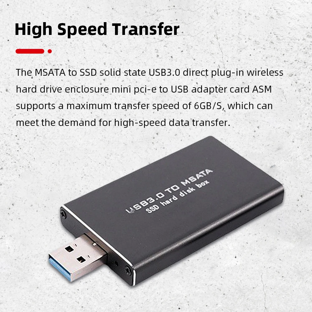 Mini SSD MSATA To USB 3.0 Hard Drive Case 6Gbps MSATA To USB 3.0 Hard Disk Box Wireless PCI-E Supports 30*30/50 SSD