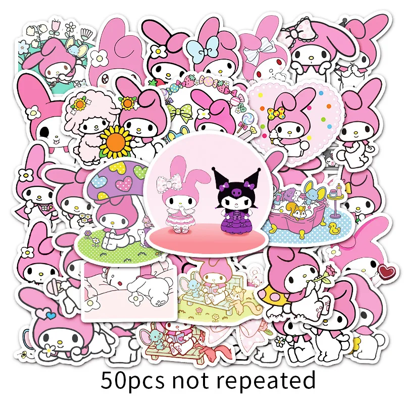 

50 Pcs Children Cartoon Cute Melody Personality Animated Stickers Luggage Laptop Creative Stickers Gift Toys