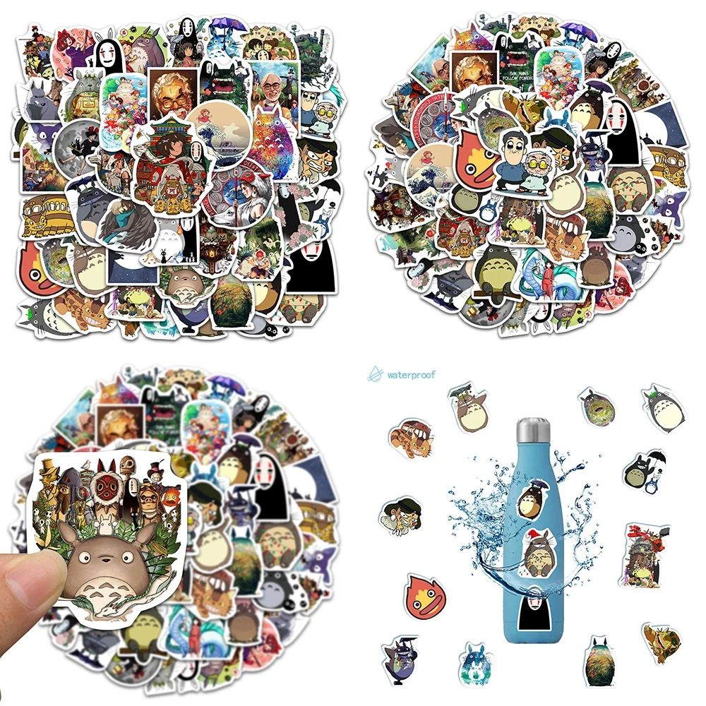 

10/25/50PCS kawaii Anime Adesivos Totoro Spirited Away Kiki Princess Mononoke Miyazaki Stickers Ghibli Hayao Decals Toy