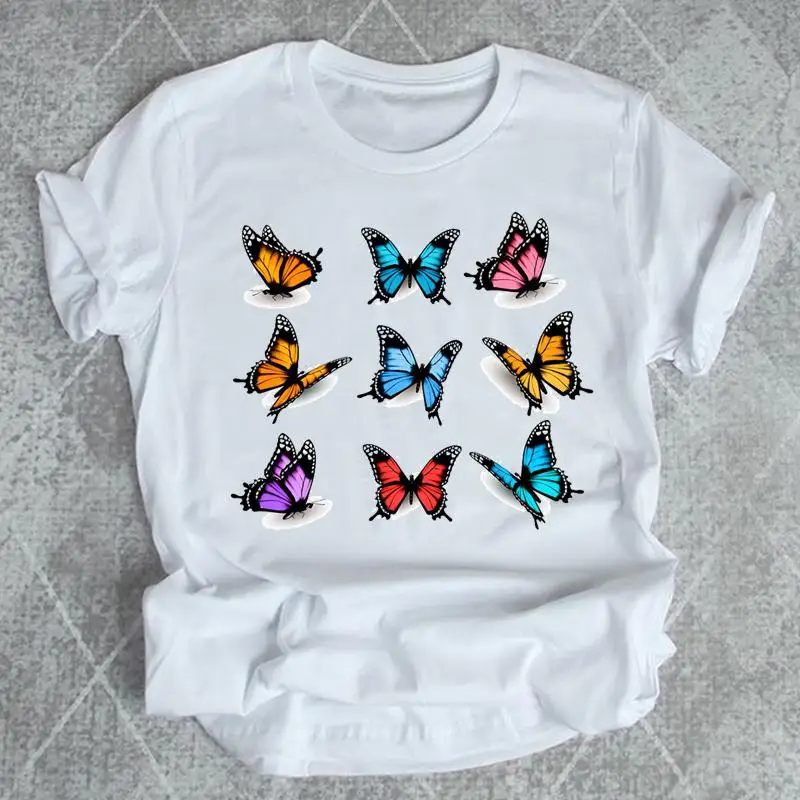 

Butterfly Watercolor 90s Trend Women Shirt Print Summer T-shirts Female Graphic T Top Short Sleeve Fashion Cartoon Tee T-Shirt