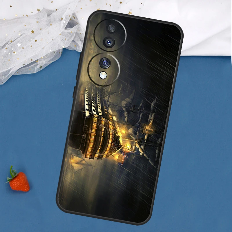 Чехол «Старый корабль в море и на лунной ночной небесной глади» для Honor Magic 7 5 6 Lite 8 Pro 200 400 50 70 90 X8c X8b X9a X9b X9c X9d Win RT (art.: 3920da25e8bfe) - 3920da25e8bfe
