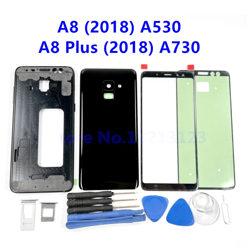 

Полный корпус, задняя крышка, стеклянная средняя рамка для Samsung Galaxy A8 2018 A530 A530F A8 Plus 2018 A730 A730F A8 + полные детали