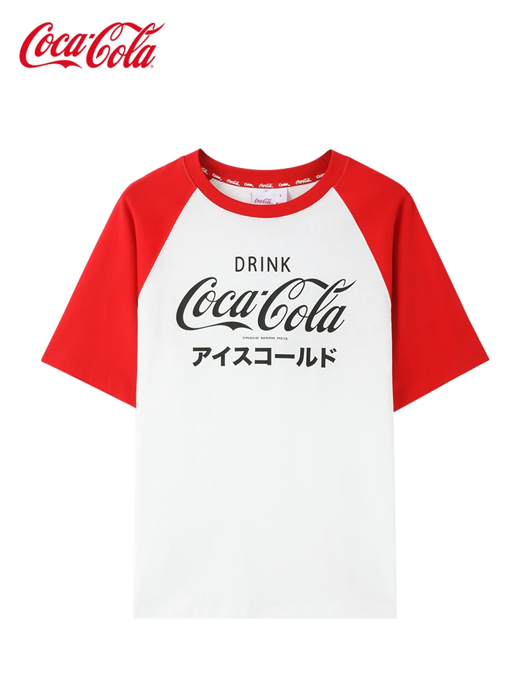 Официальный японский сценарий Coca-Cola с короткими рукавами брендовый хлопковый