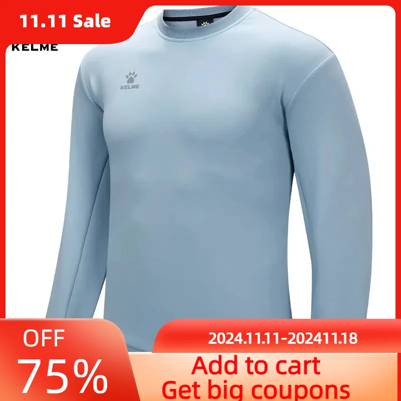 Kelme Sports Round Neck Sweatshirt Men's Casual Solid Color Base Top Pullover Outdoor Long Sleeved Shirt