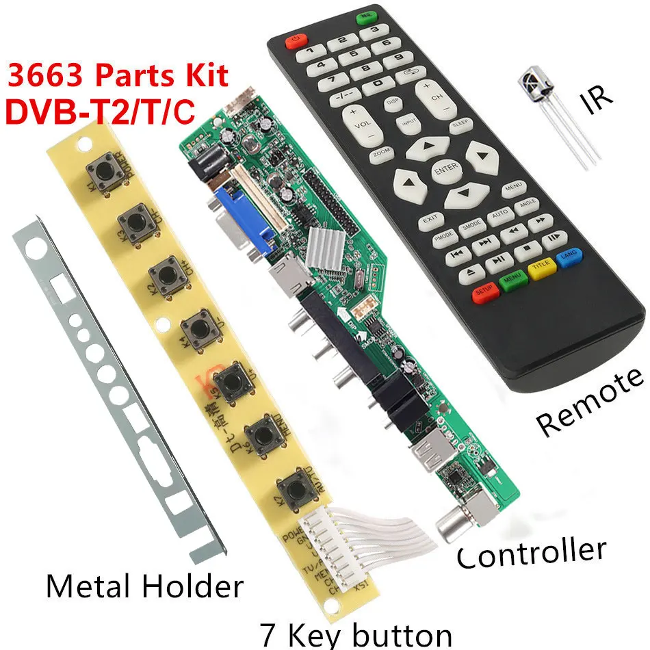 Универсальная плата драйвера DS. D3663lua.a82.pa V56 V59 для ЖК-экрана с поддержкой DVB-T2 TV Board +