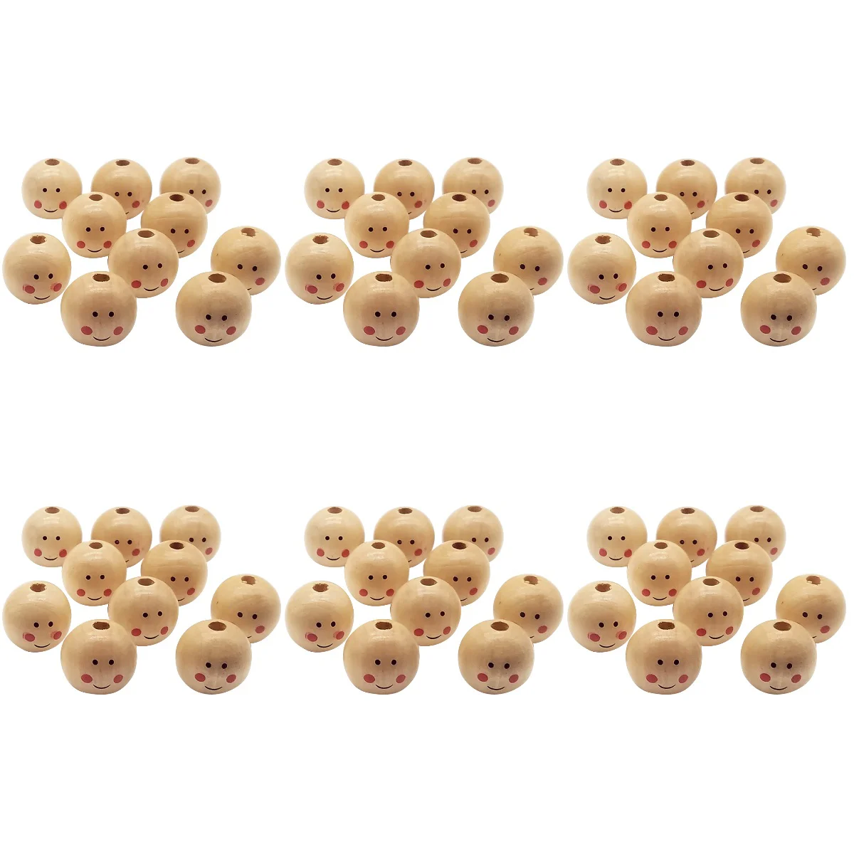 

6x Diy Accessories Kit Loose Beads Girl Smiling Face Wood Beads Wood Loose Beads Wooden Loose Beads Smile Face Beads