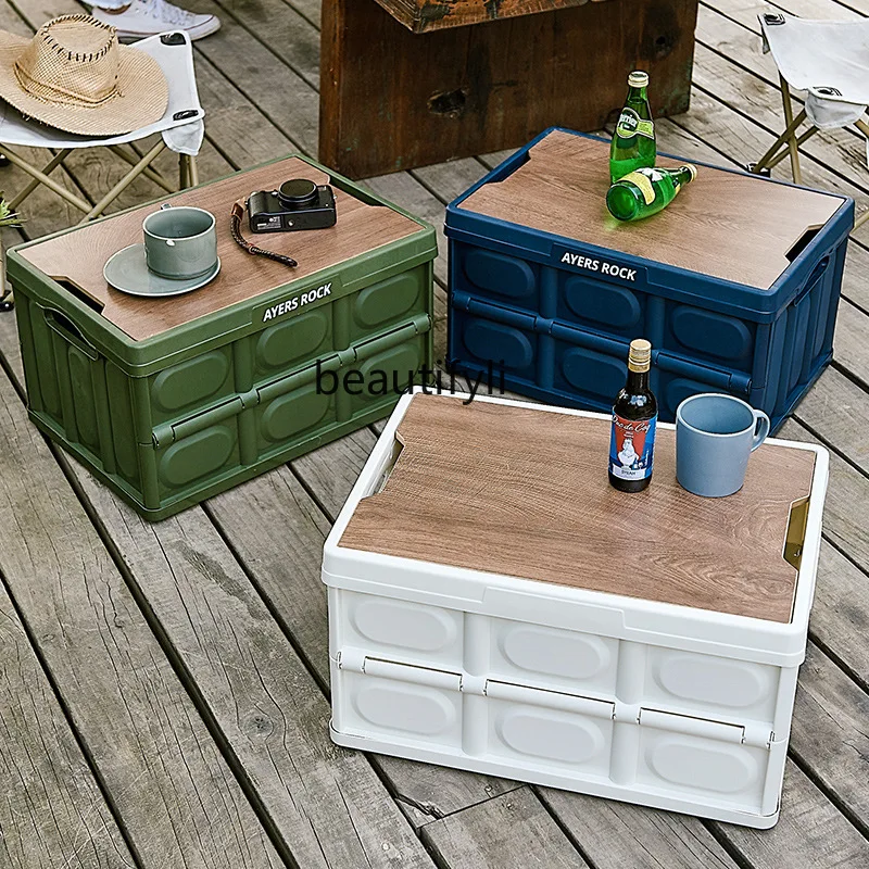 

yj Camping Storage Box Camping Picnic Storage Box Table Outdoor Car Supplies Foldable Storage Box