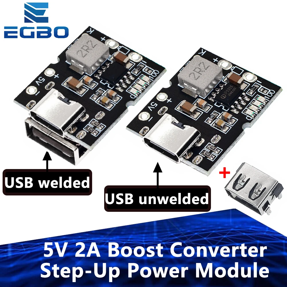 1 ~ 20 adet tip-c USB 5V 2A Boost dönüştürücü Step-Up güç modülü lityum pil şarj koruma levhası LED ekran USB DIY