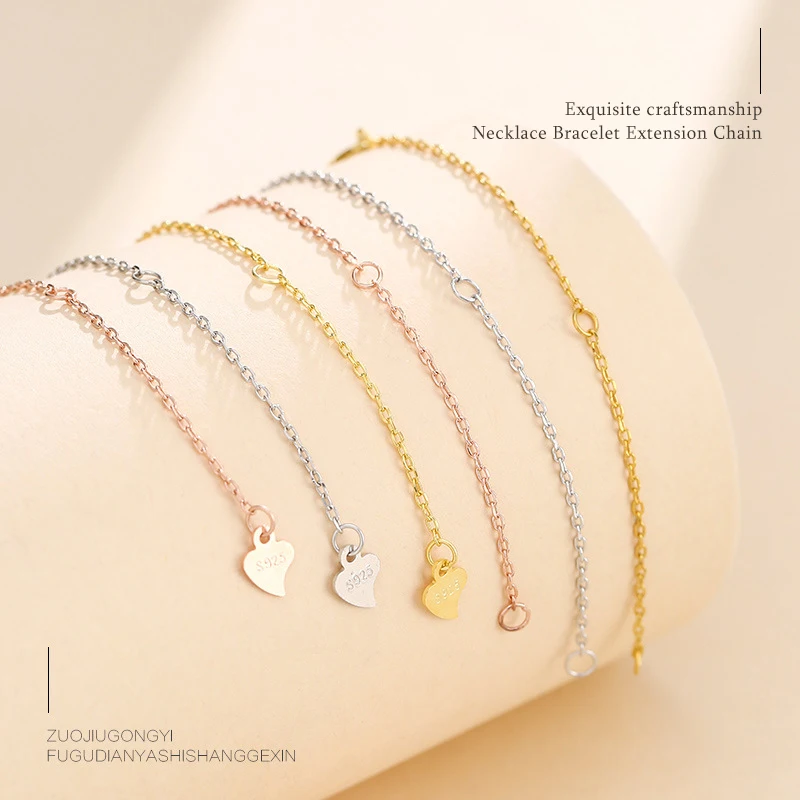 925 Silver 5/7/8/9/10cm Gold Extension Tail Chain Spring Clasps Connector For DIY Jewelry Making Findings Bracelet Necklace