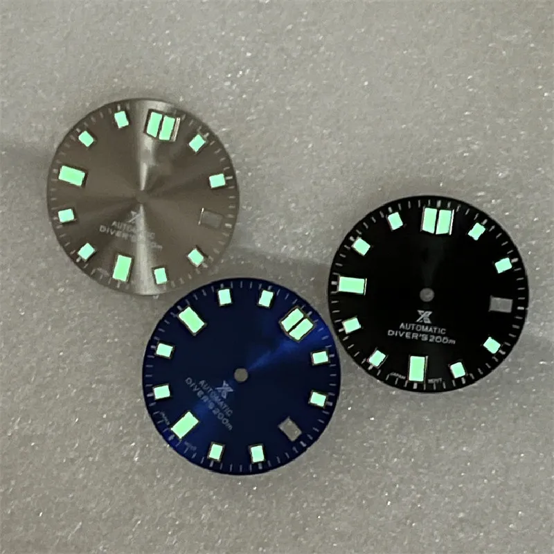 New Watch Dial 28.5MM Grey Blue Black Mechanical Watch Dial Green Luminous Suitable For NH35/NH36 Movement Watch Accessories